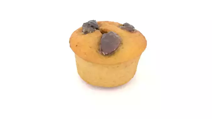 realistic 3d cake muffin with chocolate chips on top