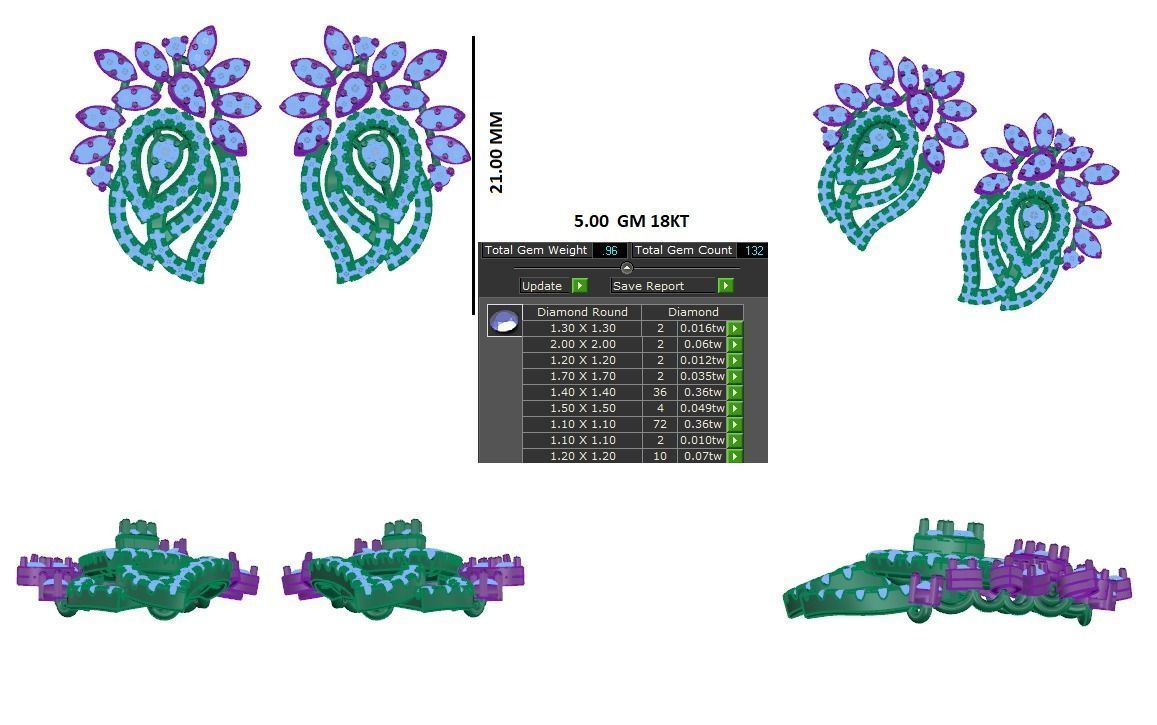 Women earrings 3dm stl render detail 3D print model 3D print model_1