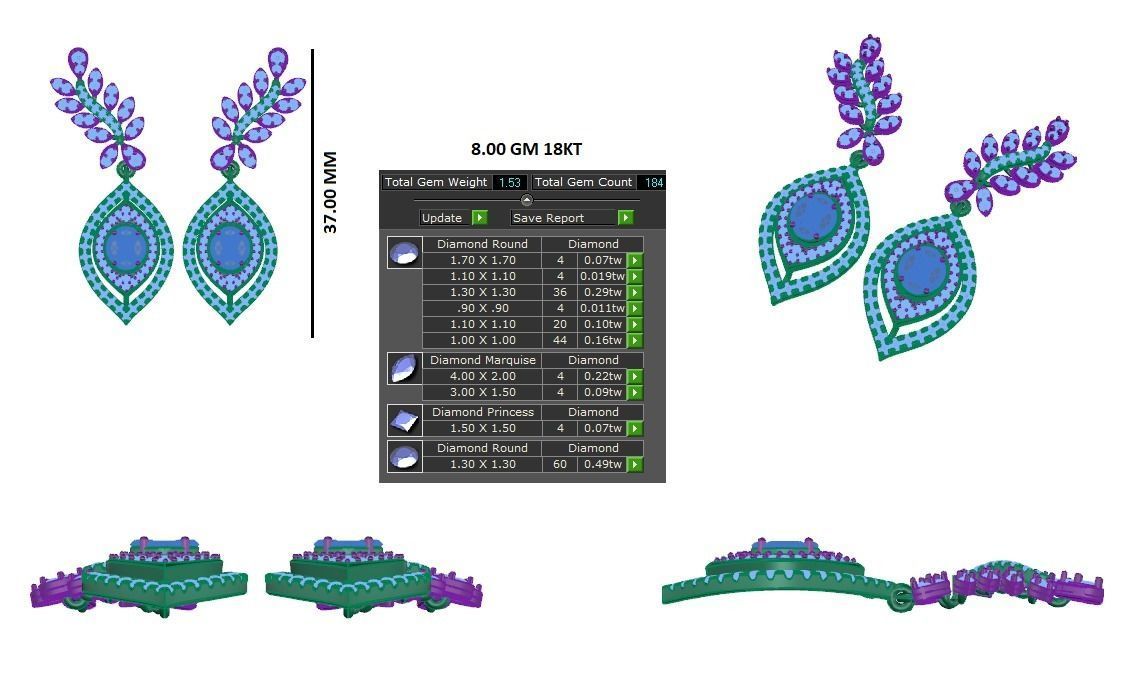 Women earrings 3dm stl render detail 3D print model 3D print model_1