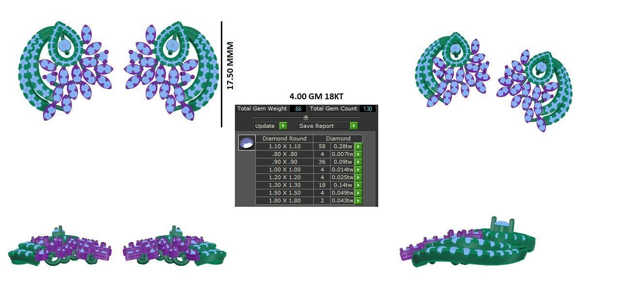 Women earrings 3dm stl render detail 3D print model 3D print model_1