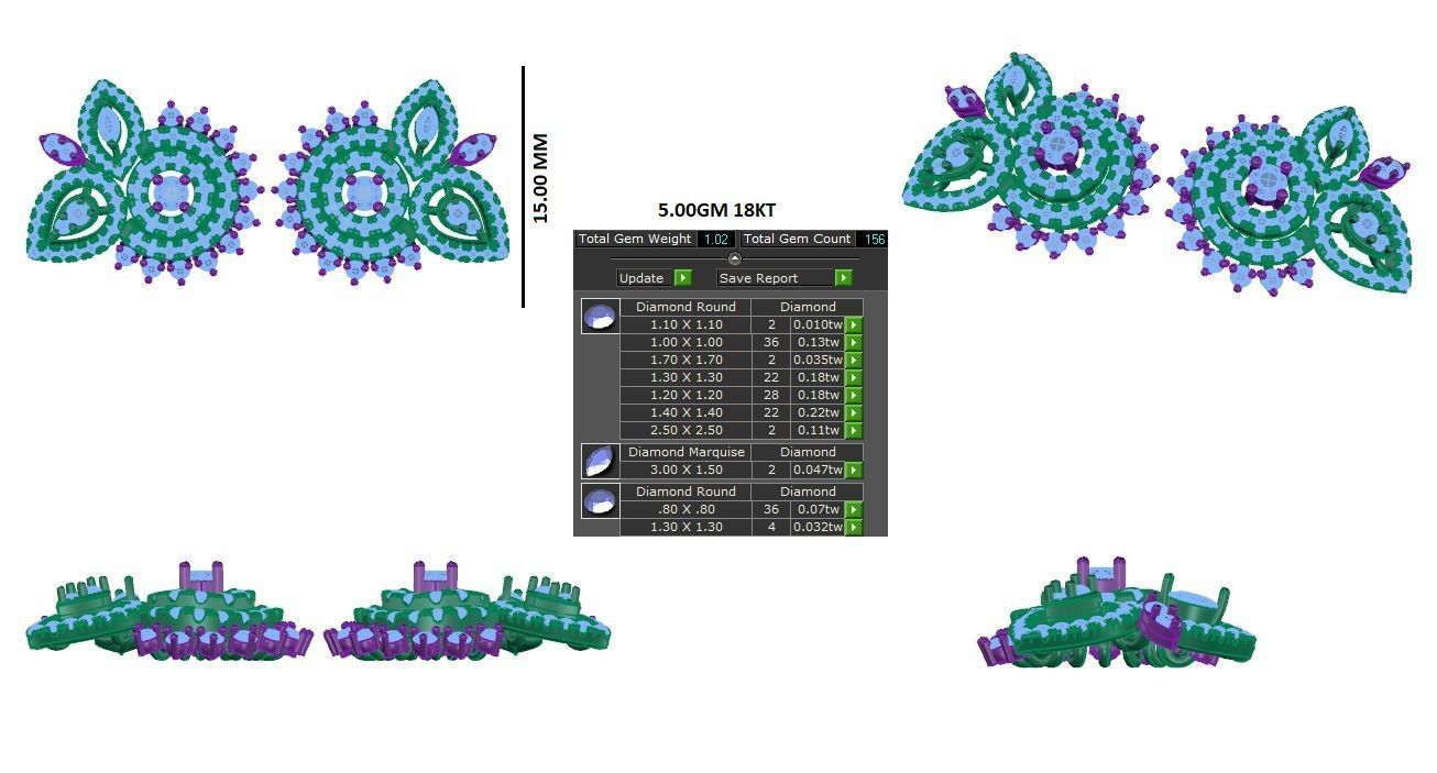 Women earrings 3dm stl render detail 3D print model 3D print model_1