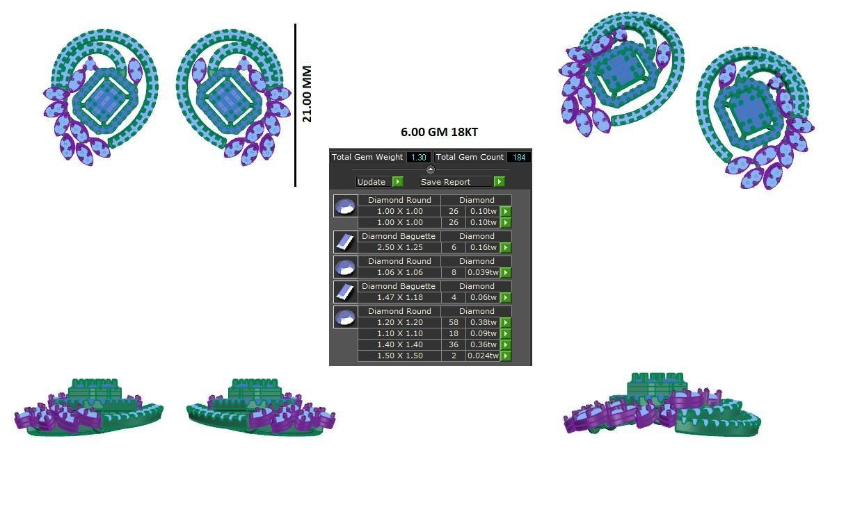 Women earrings 3dm stl render detail 3D print model 3D print model_1