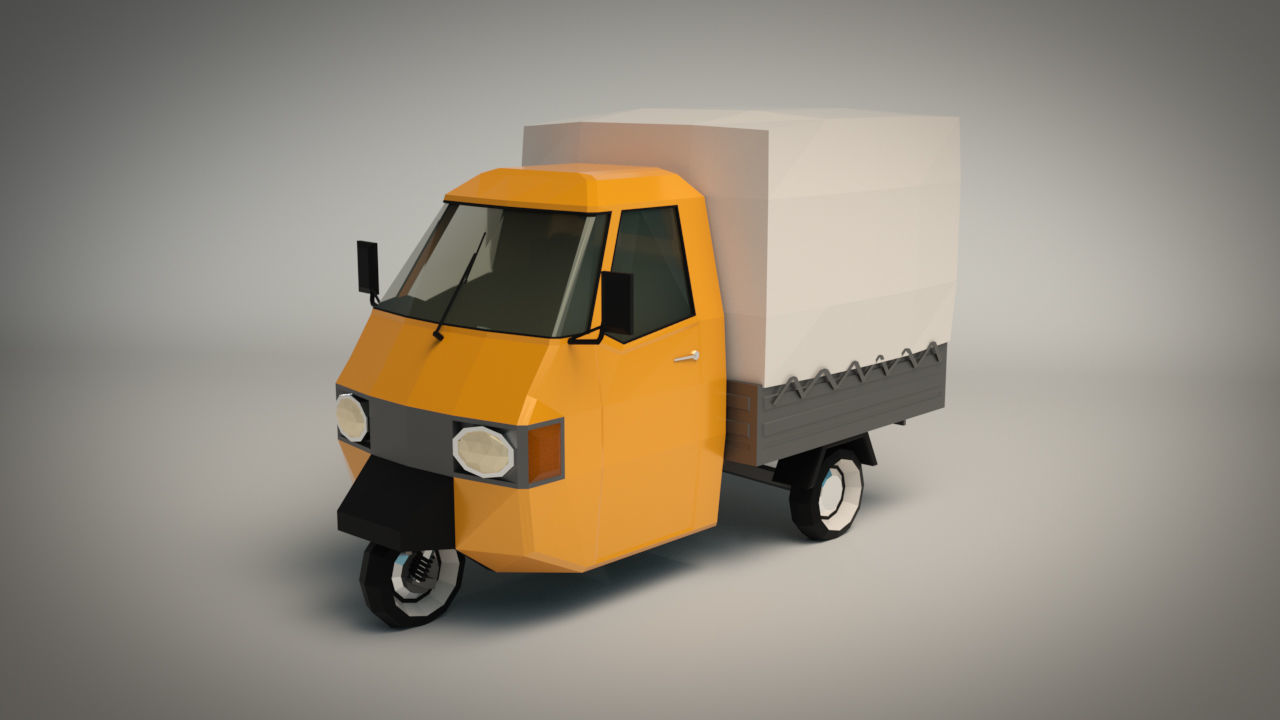 Low Poly Three Wheeled Truck Low-poly 3D model_2