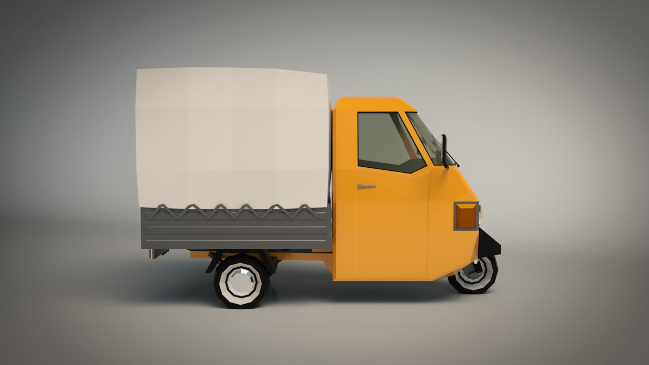 Low Poly Three Wheeled Truck Low-poly 3D model_7