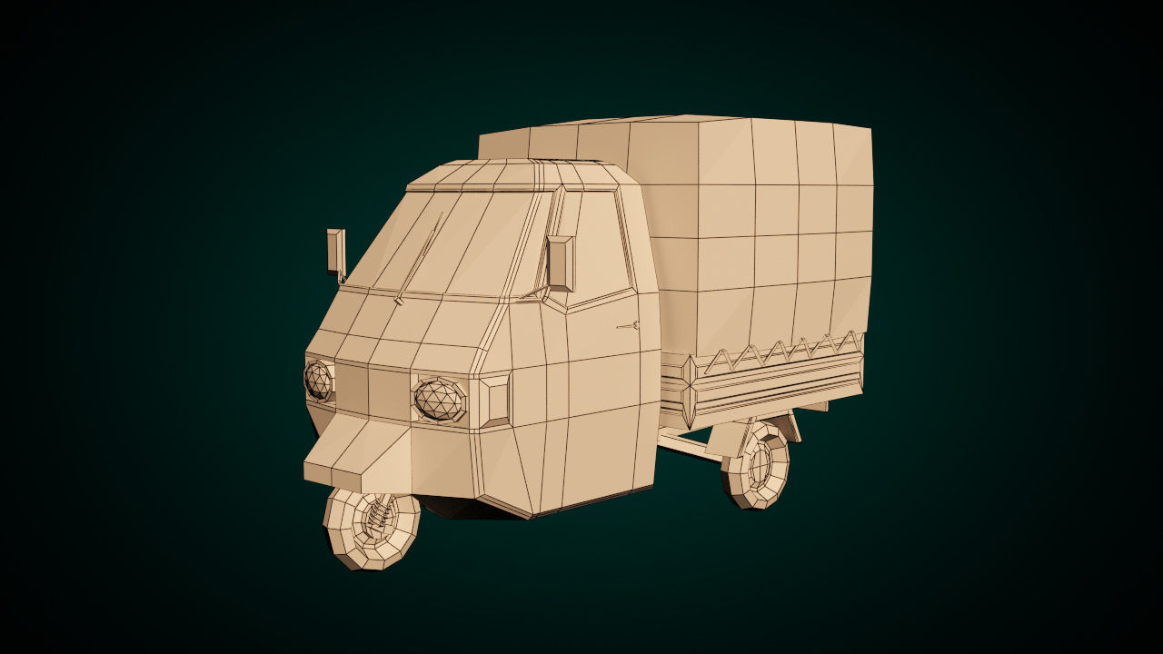 Low Poly Three Wheeled Truck Low-poly 3D model_8