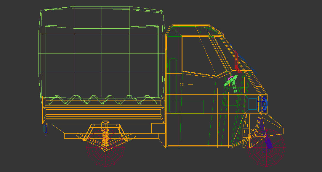 Low Poly Three Wheeled Truck Low-poly 3D model_15