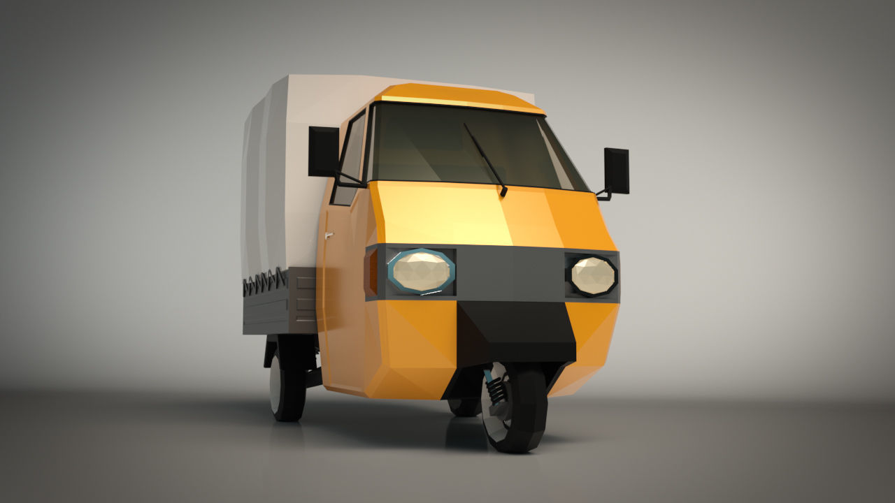 Low Poly Three Wheeled Truck Low-poly 3D model_6