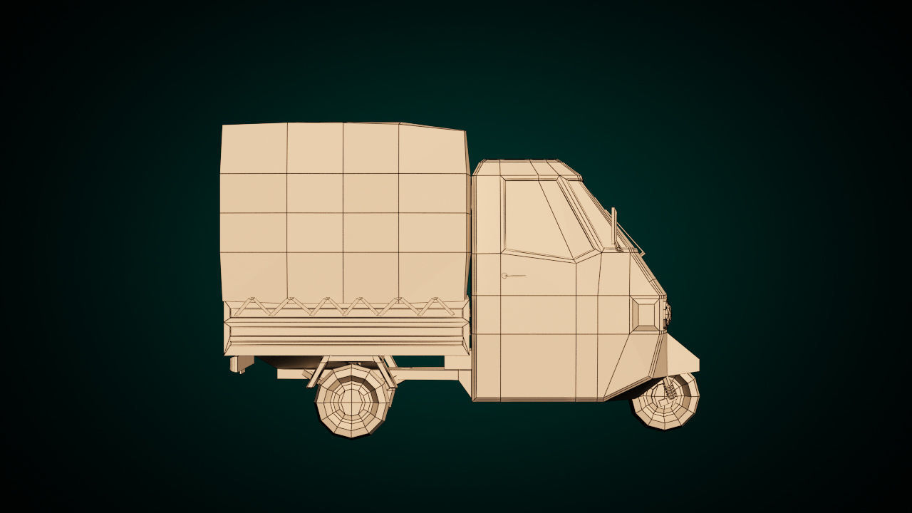 Low Poly Three Wheeled Truck Low-poly 3D model_10