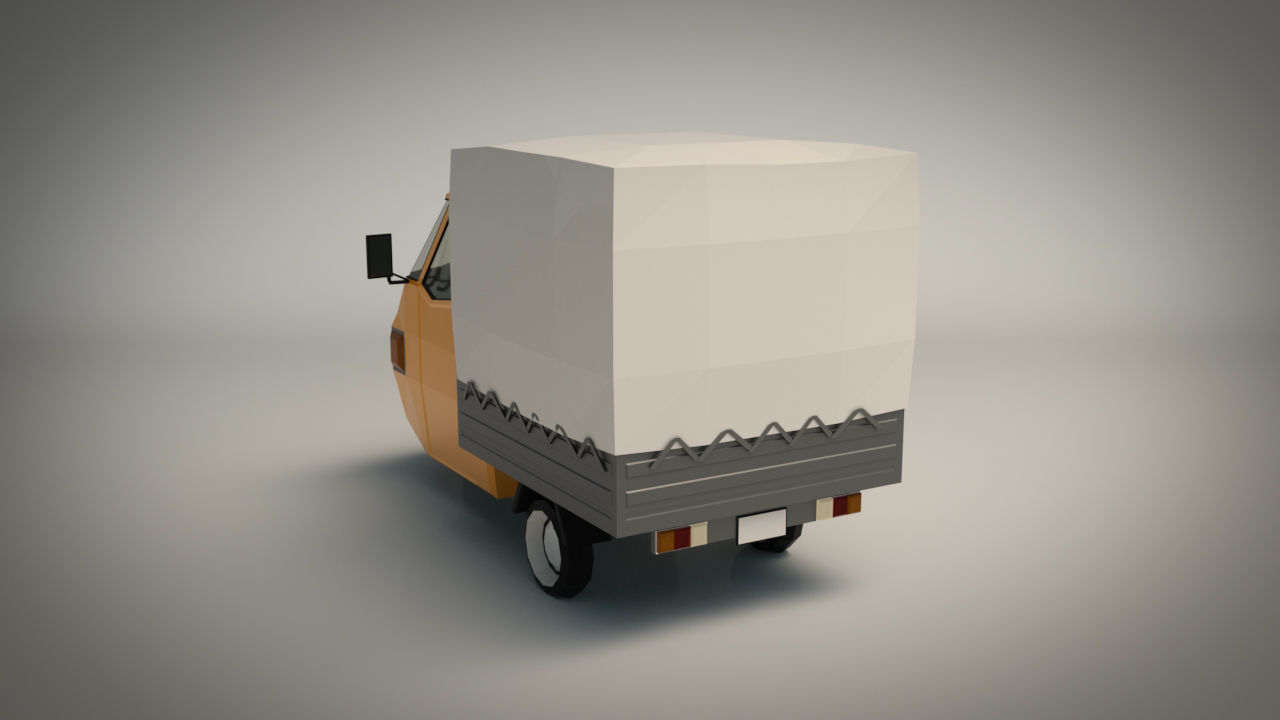 Low Poly Three Wheeled Truck Low-poly 3D model_3