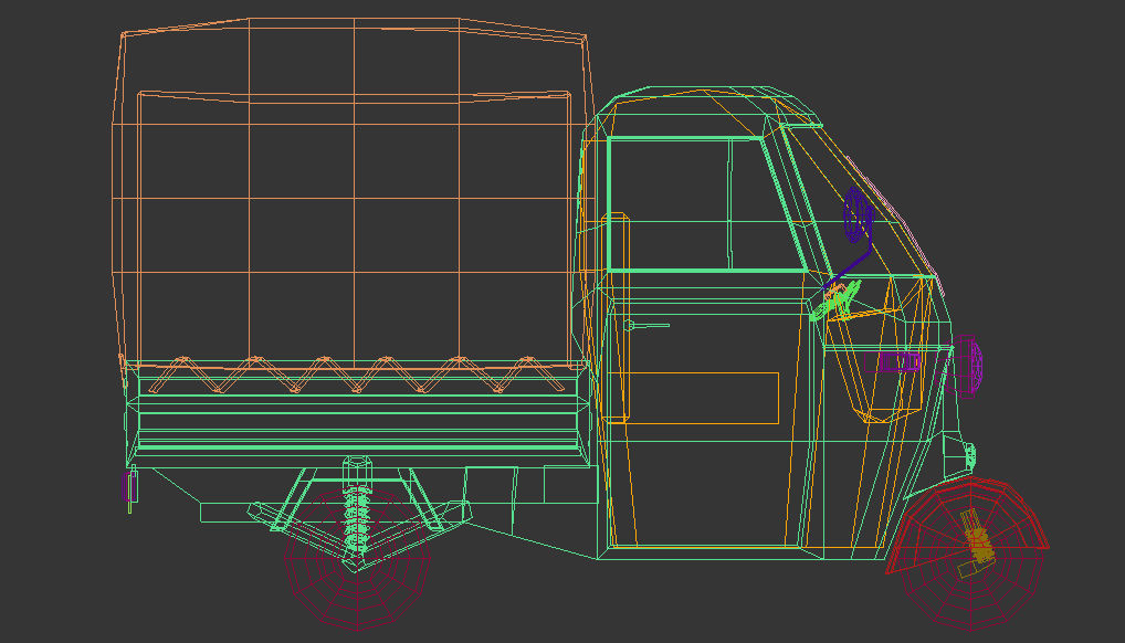 Low Poly Three Wheeled Truck 02 Low-poly 3D model_15