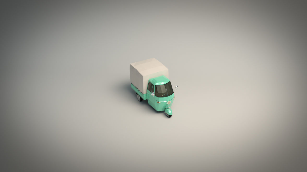 Low Poly Three Wheeled Truck 02 Low-poly 3D model_5
