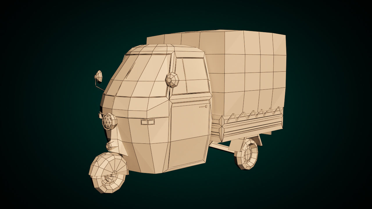 Low Poly Three Wheeled Truck 02 Low-poly 3D model_8