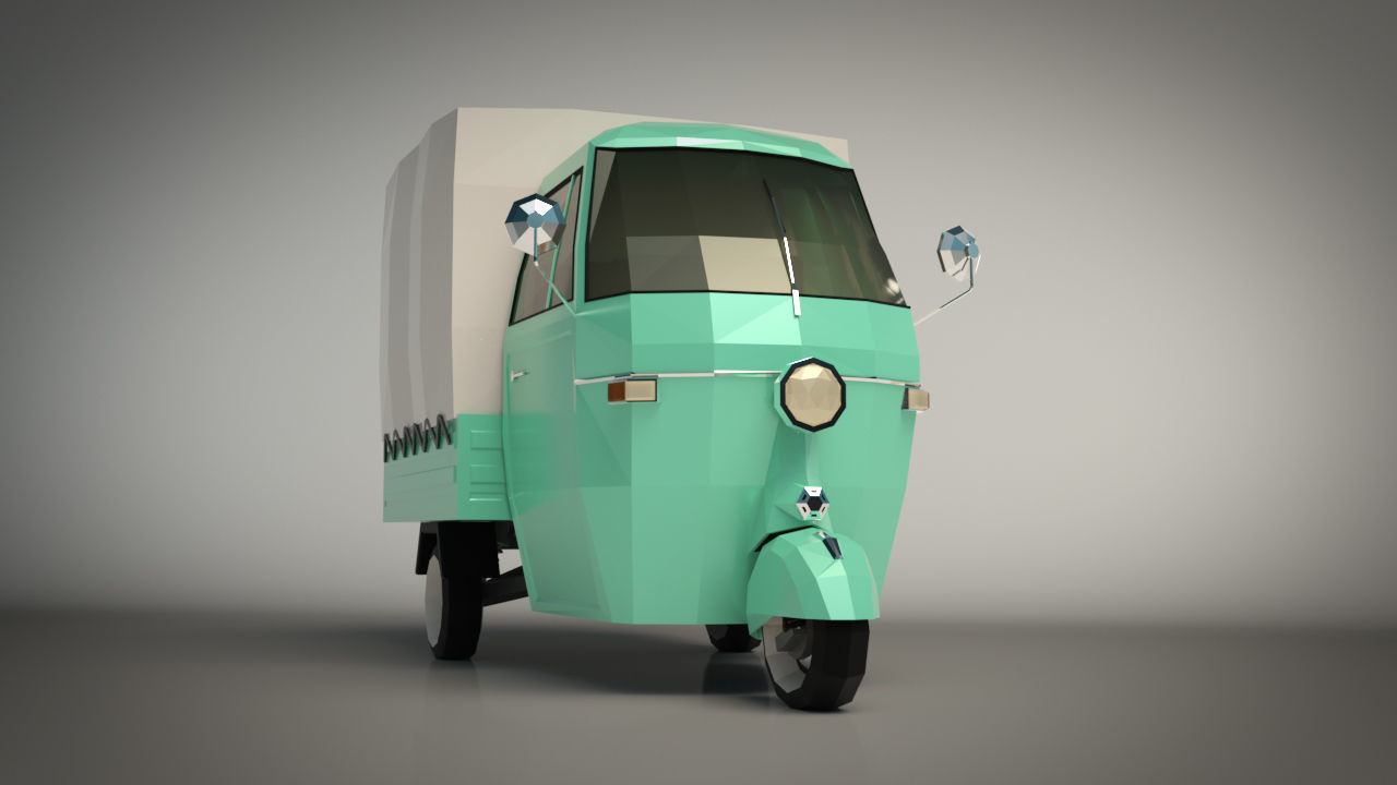 Low Poly Three Wheeled Truck 02 Low-poly 3D model_6