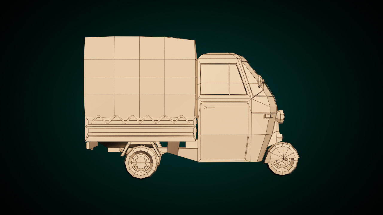 Low Poly Three Wheeled Truck 02 Low-poly 3D model_10