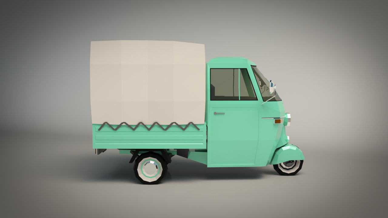 Low Poly Three Wheeled Truck 02 Low-poly 3D model_7