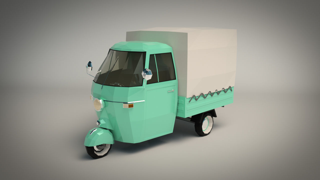 Low Poly Three Wheeled Truck 02 Low-poly 3D model_2