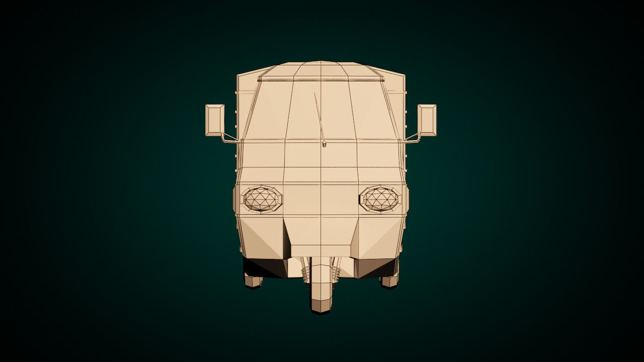 Low Poly Three Wheeled Van 02 Low-poly 3D model_9