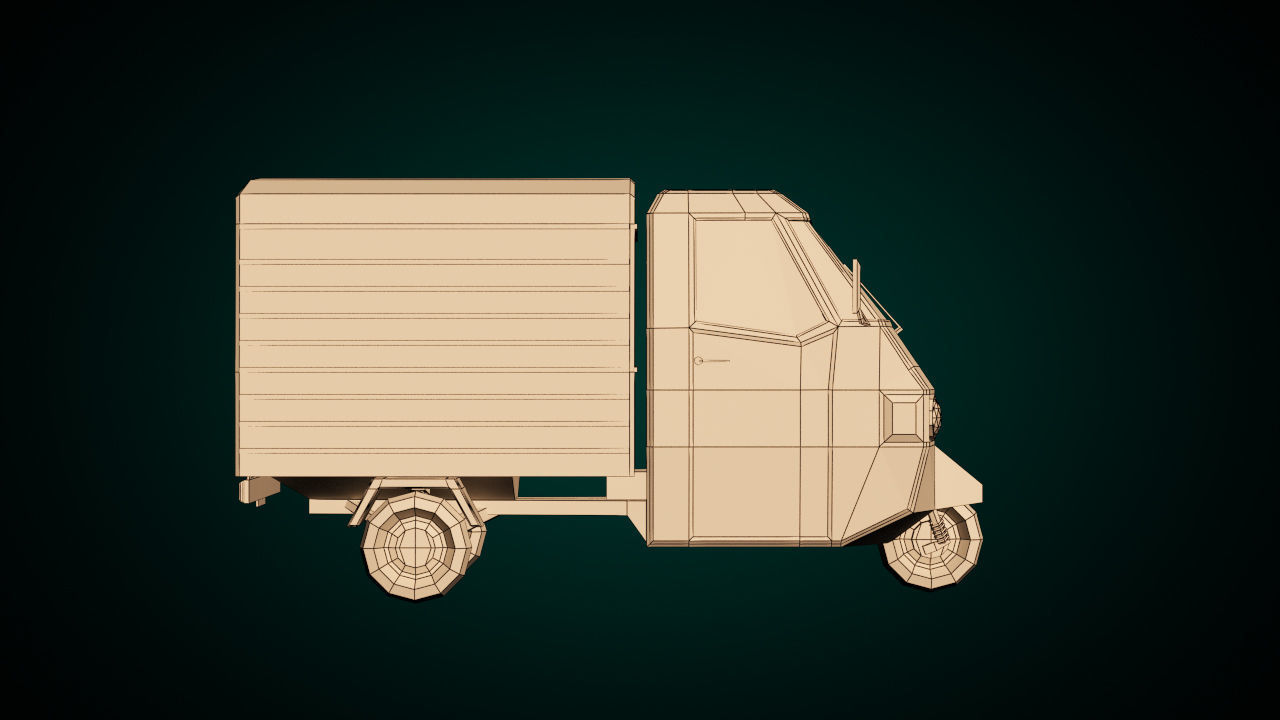 Low Poly Three Wheeled Van 02 Low-poly 3D model_10