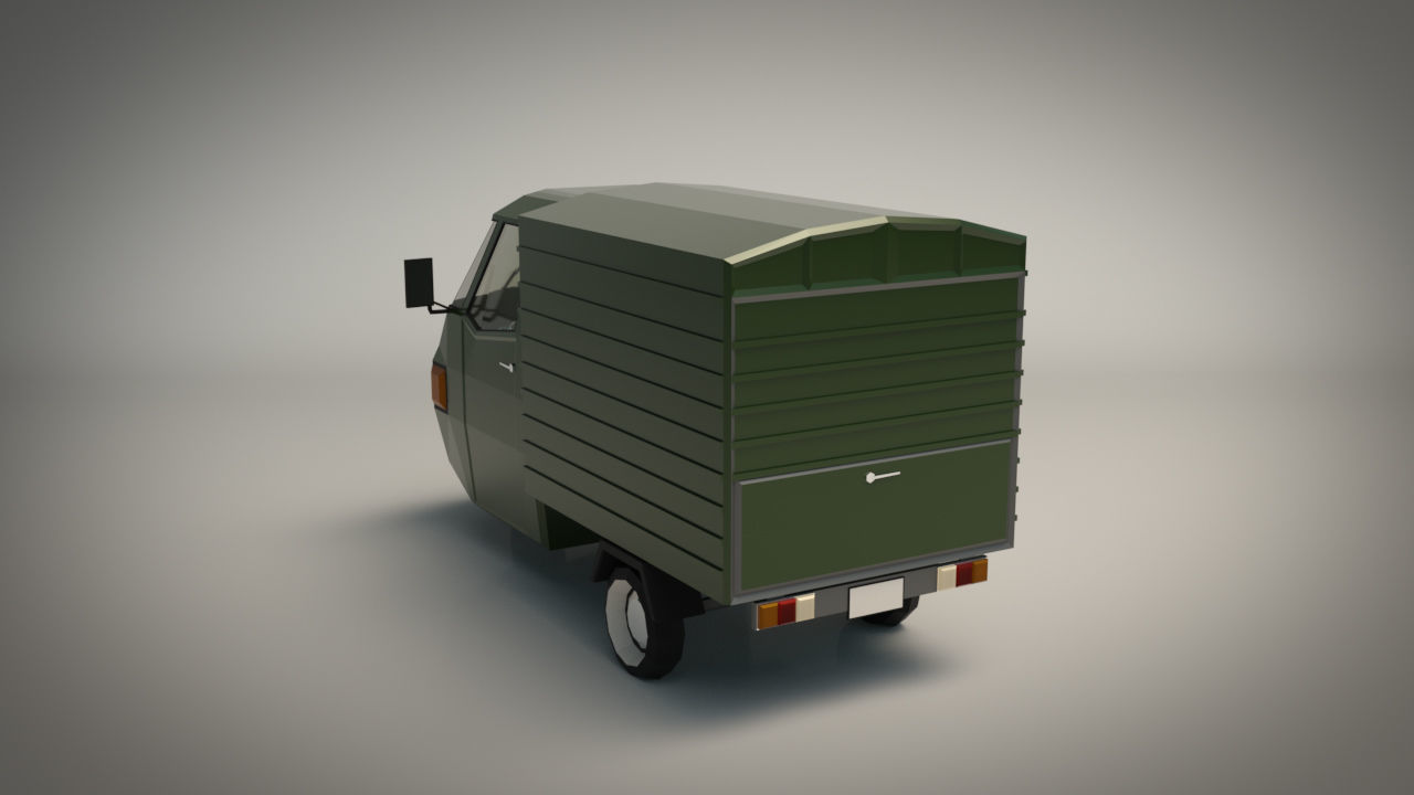 Low Poly Three Wheeled Van 02 Low-poly 3D model_3