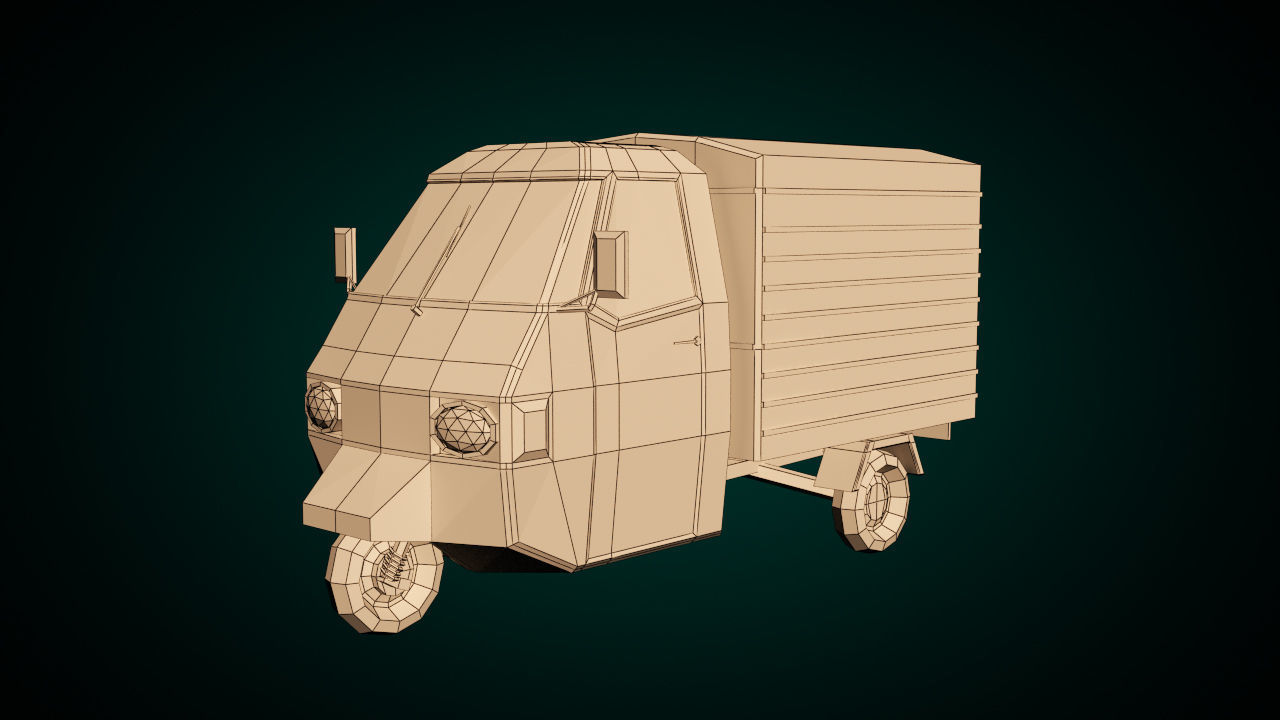 Low Poly Three Wheeled Van 02 Low-poly 3D model_8