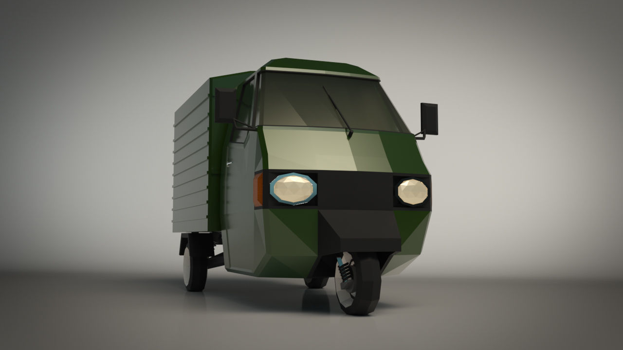 Low Poly Three Wheeled Van 02 Low-poly 3D model_6