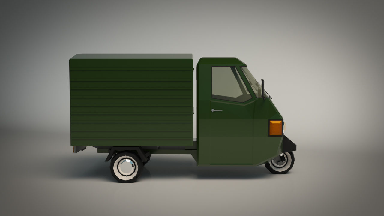 Low Poly Three Wheeled Van 02 Low-poly 3D model_7