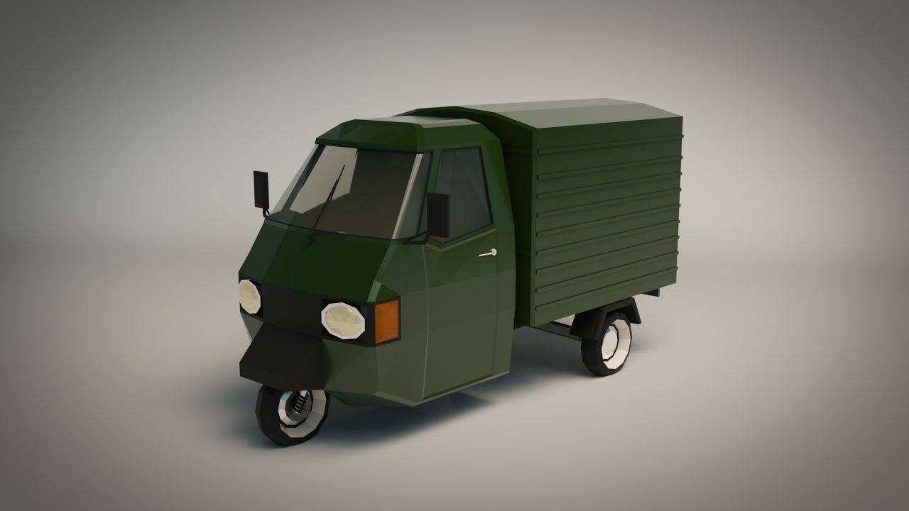 Low Poly Three Wheeled Van 02 Low-poly 3D model_2