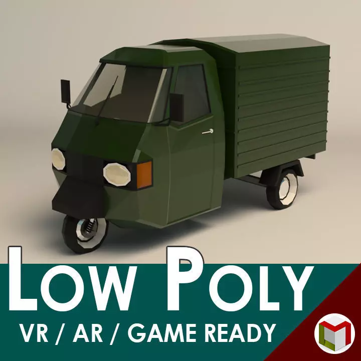 Low Poly Three Wheeled Van 02 Low-poly 3D model_0