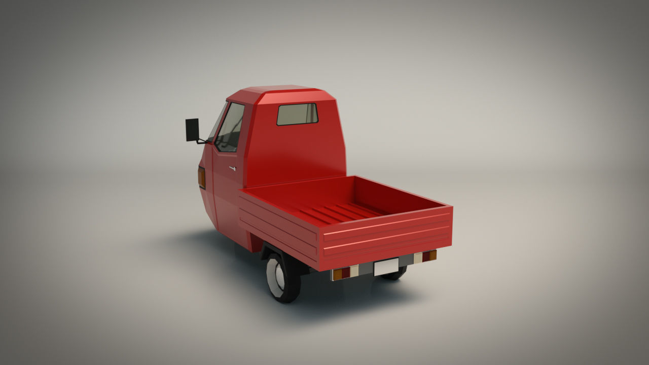 Low Poly Three Wheeled Pickup 02 Low-poly 3D model_3