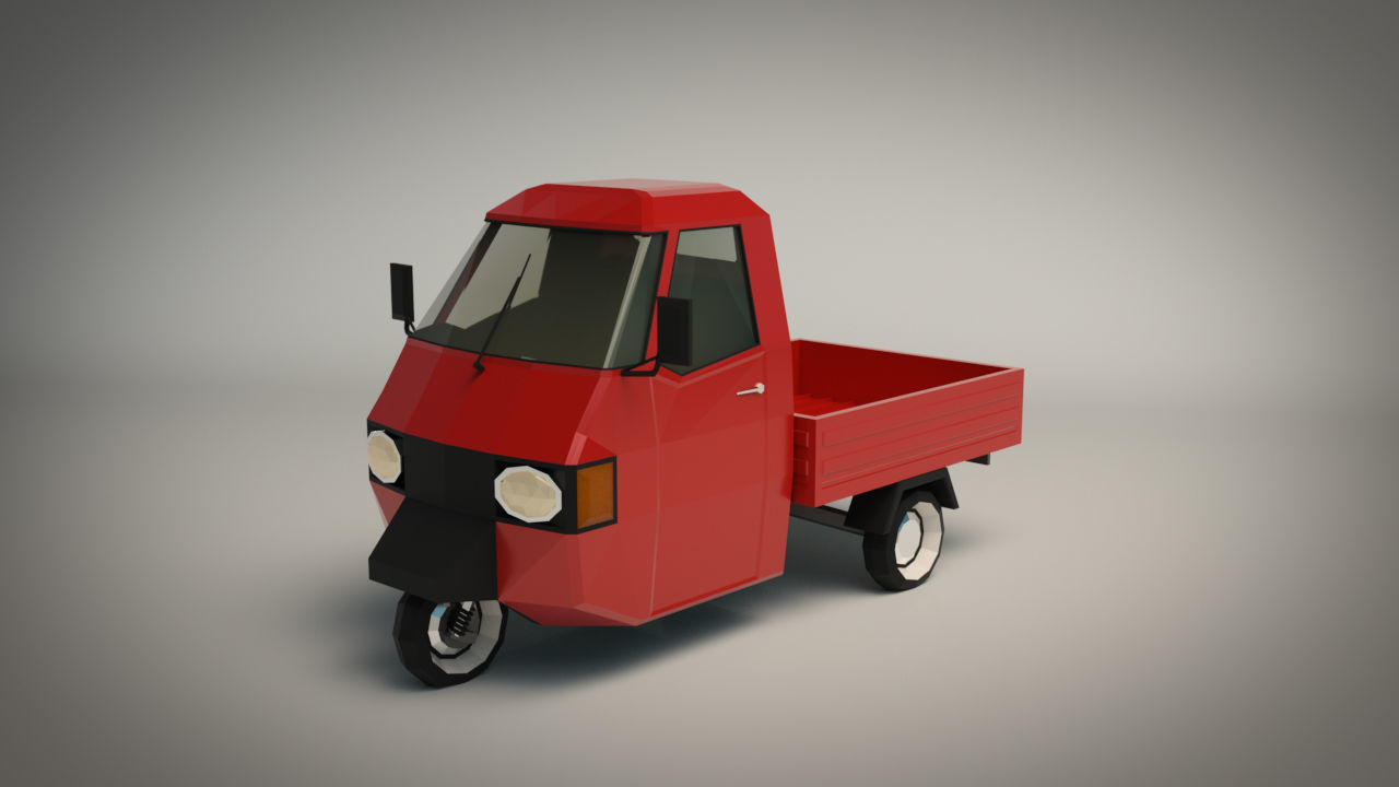 Low Poly Three Wheeled Pickup 02 Low-poly 3D model_2