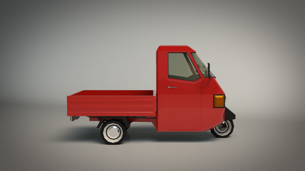 Low Poly Three Wheeled Pickup 02 Low-poly 3D model_7