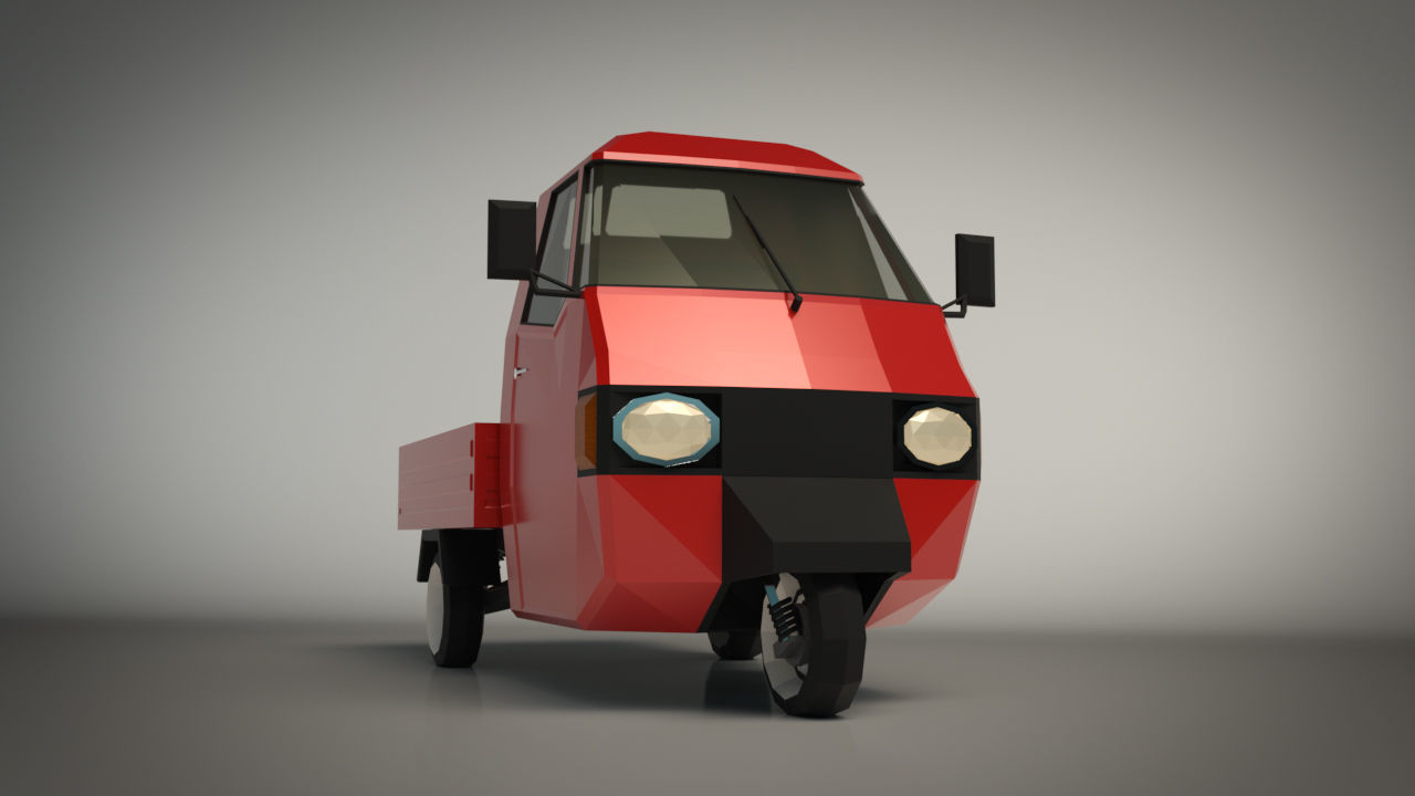 Low Poly Three Wheeled Pickup 02 Low-poly 3D model_6