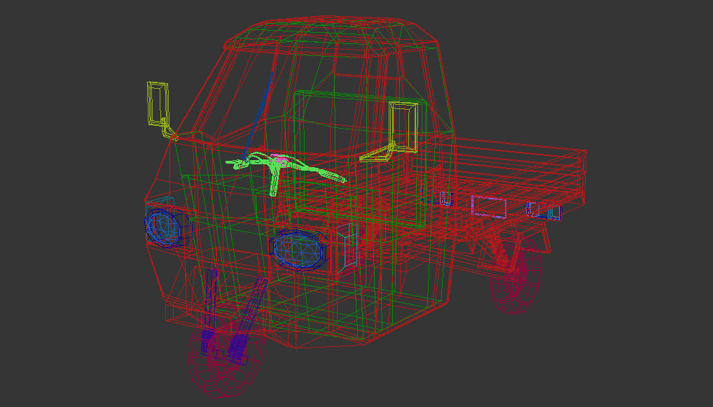 Low Poly Three Wheeled Pickup 02 Low-poly 3D model_13