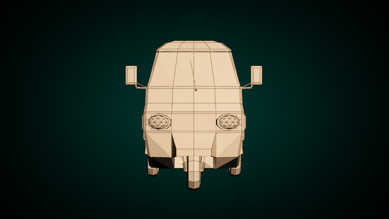Low Poly Three Wheeled Pickup 02 Low-poly 3D model_9