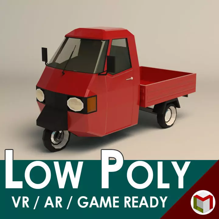 Low Poly Three Wheeled Pickup 02 Low-poly 3D model_0