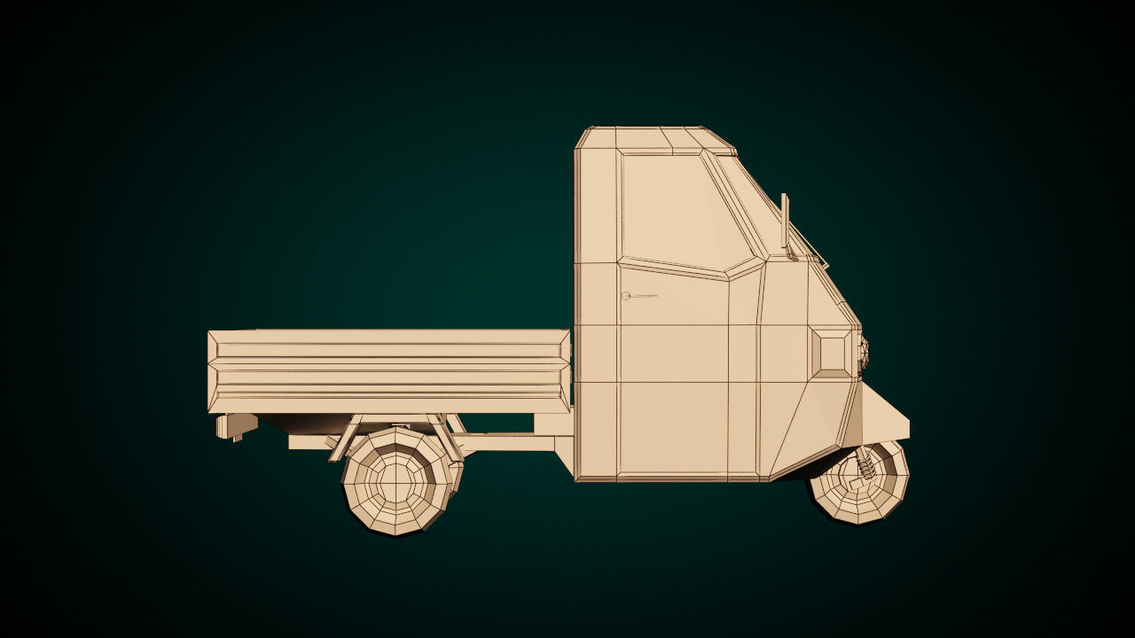 Low Poly Three Wheeled Pickup 02 Low-poly 3D model_10