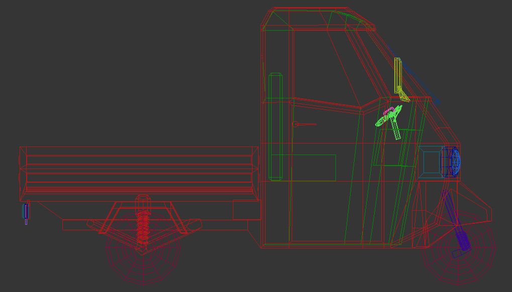 Low Poly Three Wheeled Pickup 02 Low-poly 3D model_15