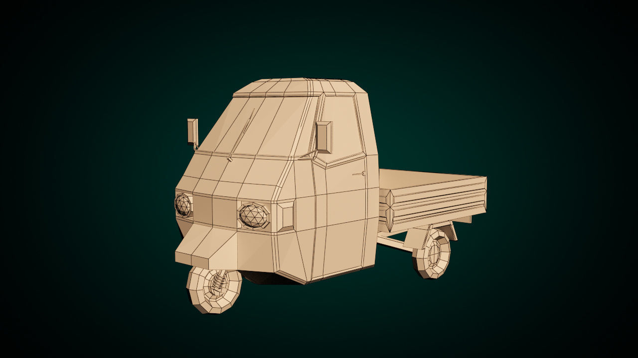 Low Poly Three Wheeled Pickup 02 Low-poly 3D model_8