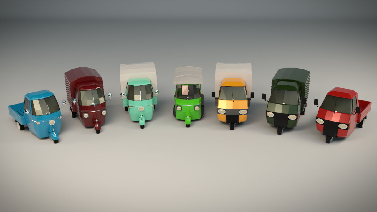 Low Poly Three-Wheeler Pack 3D Model Collection_9