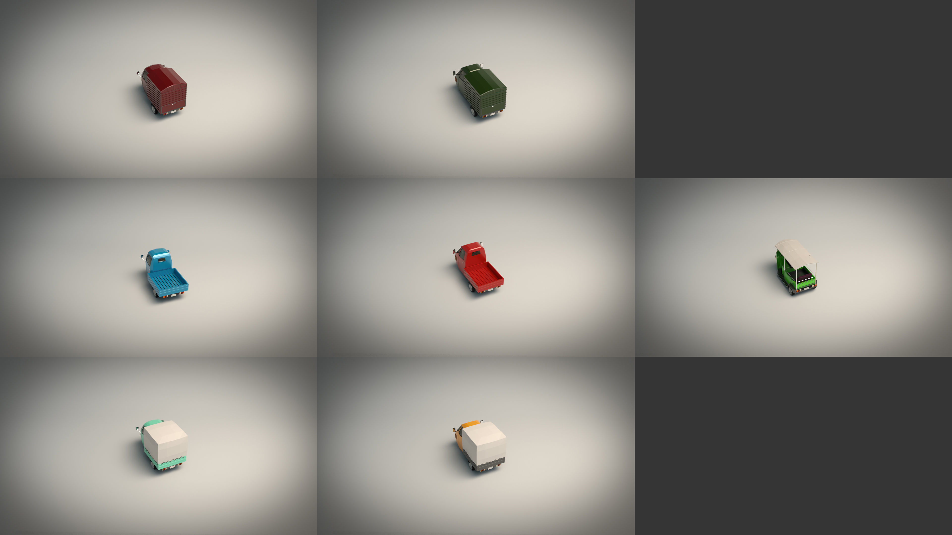 Low Poly Three-Wheeler Pack 3D Model Collection_12