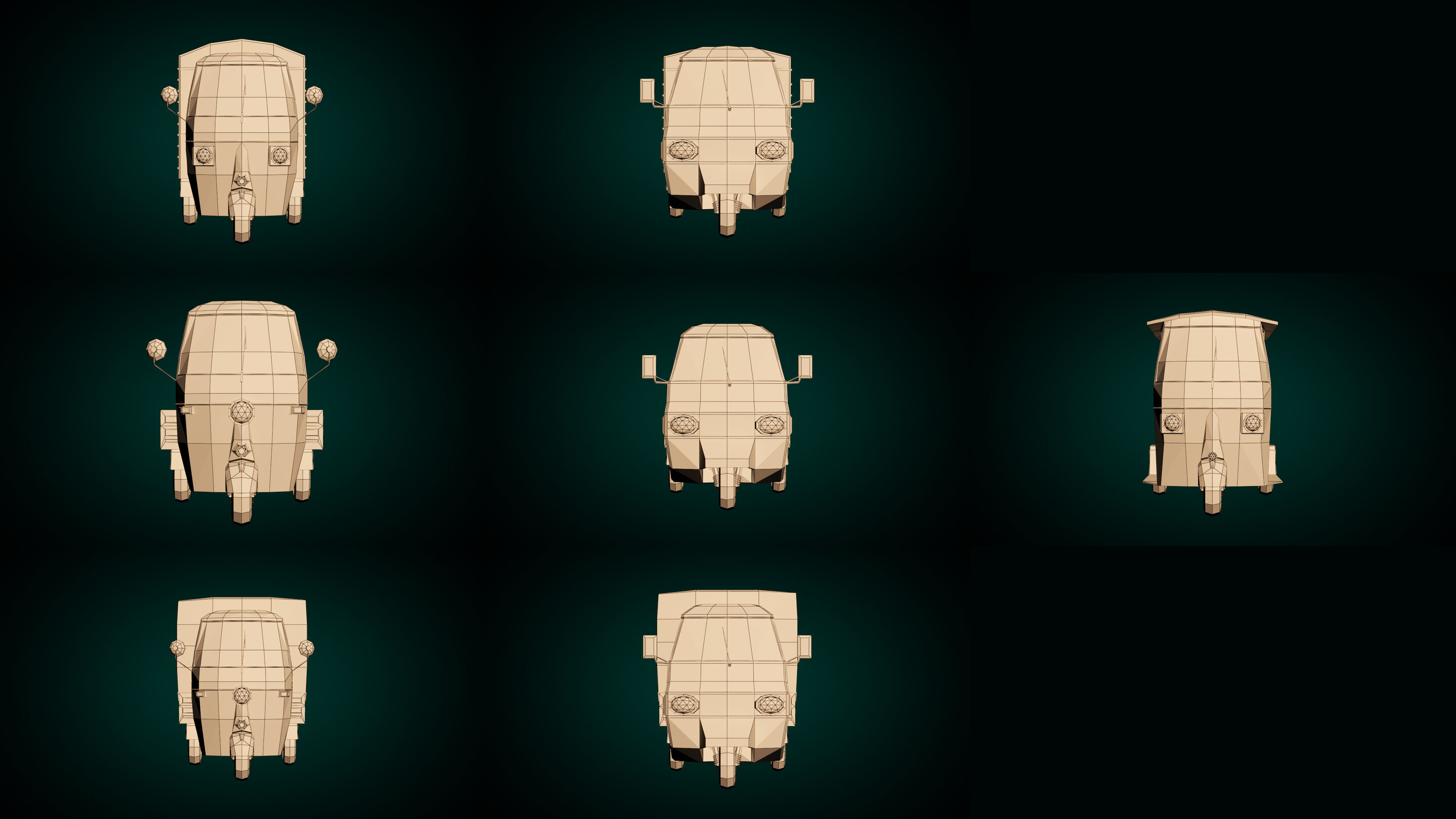 Low Poly Three-Wheeler Pack 3D Model Collection_17