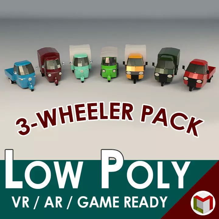 Low Poly Three-Wheeler Pack 3D Model Collection_0
