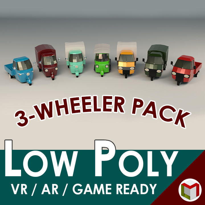 3D Model Collection Low Poly Three-Wheeler Pack VR / AR / low-poly ...
