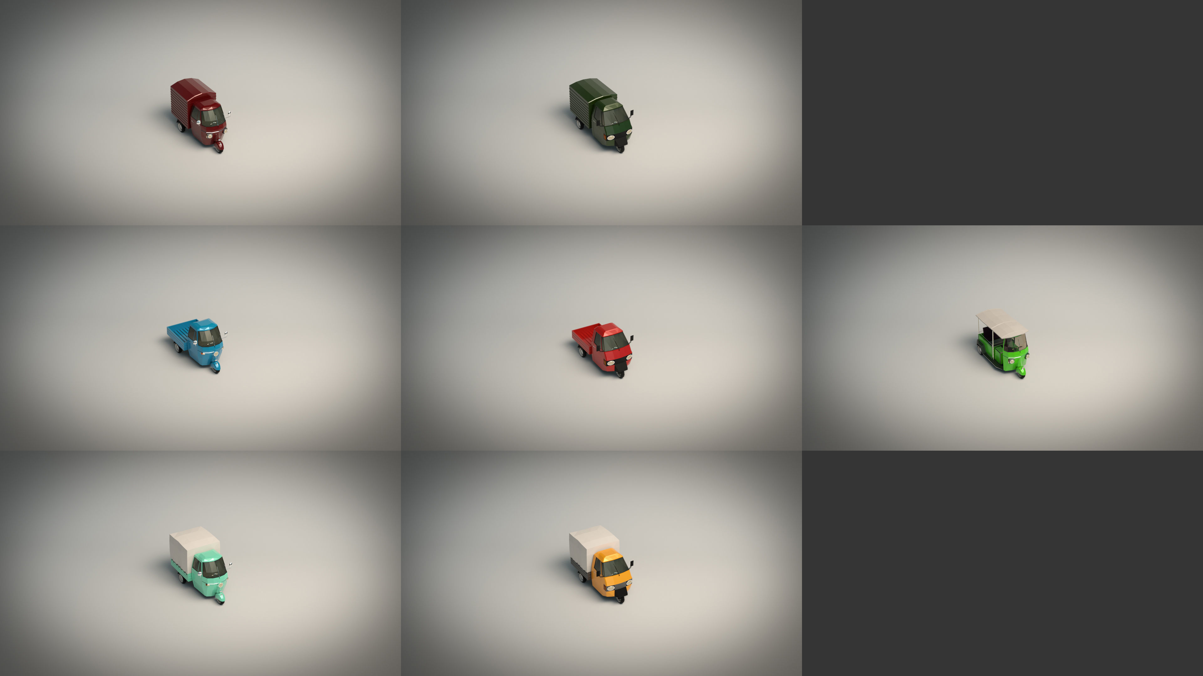 Low Poly Three-Wheeler Pack 3D Model Collection_13