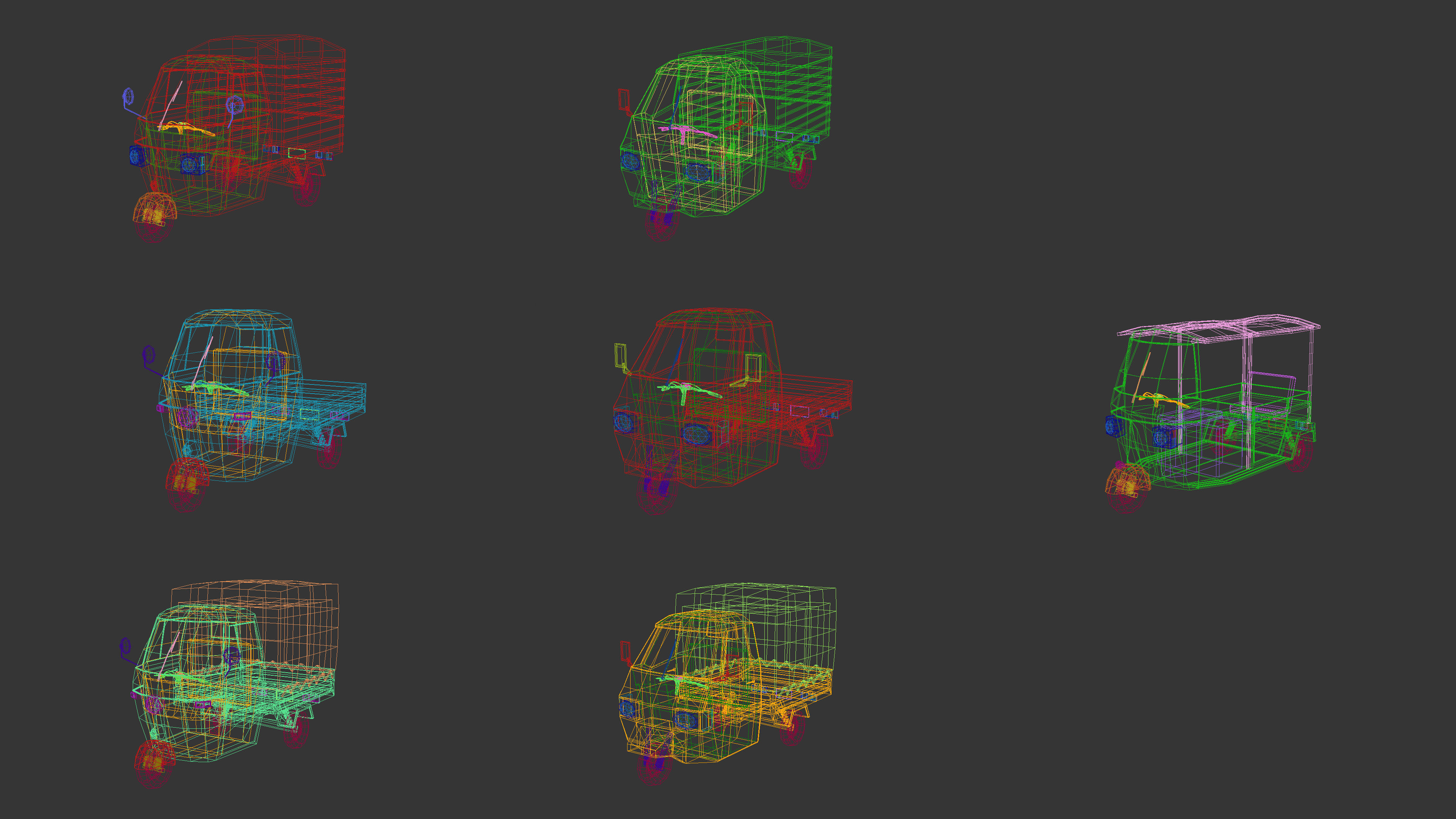 Low Poly Three-Wheeler Pack 3D Model Collection_21