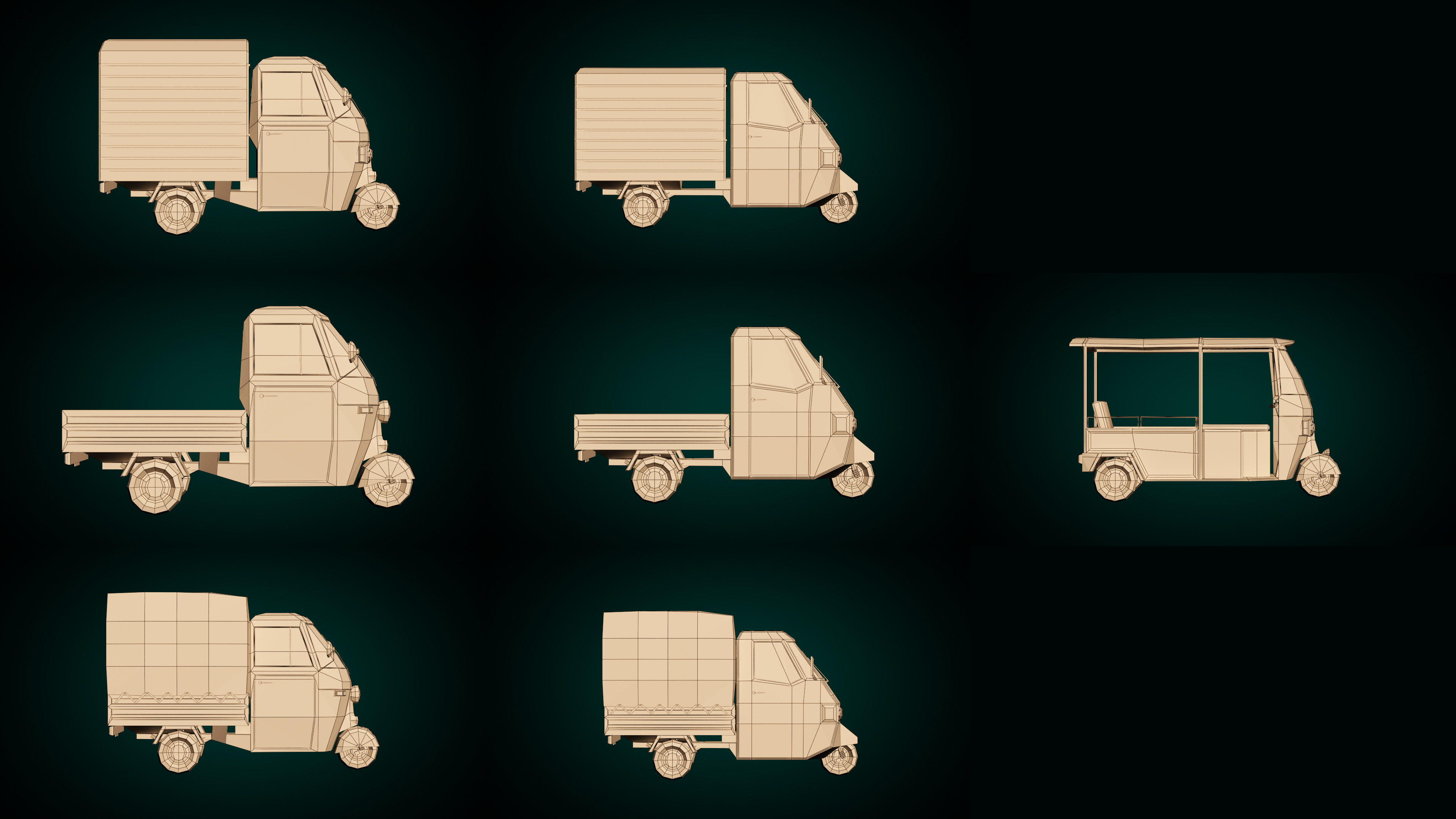 Low Poly Three-Wheeler Pack 3D Model Collection_18
