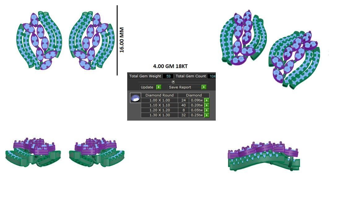 Women earrings 3dm stl render detail 3D print model 3D print model_1