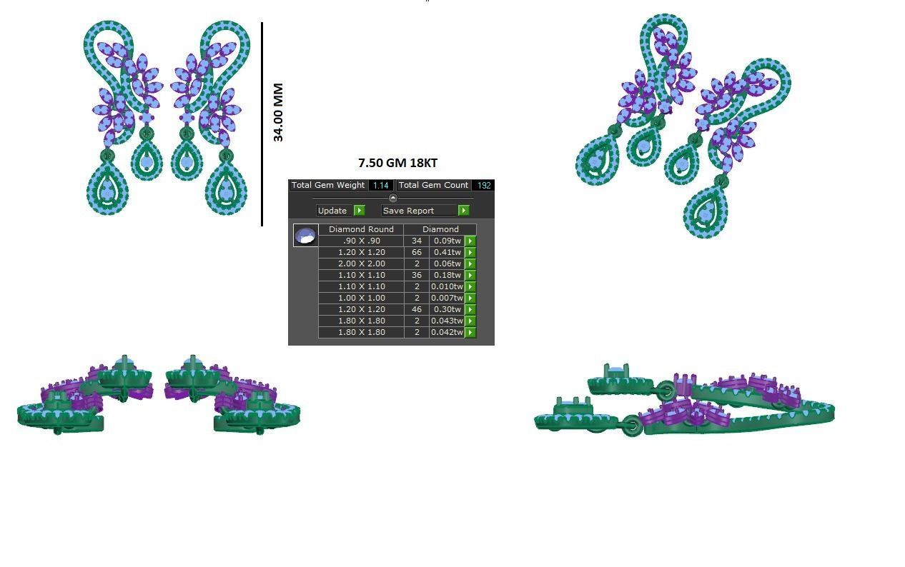 Women earrings 3dm stl render detail 3D print model 3D print model_1