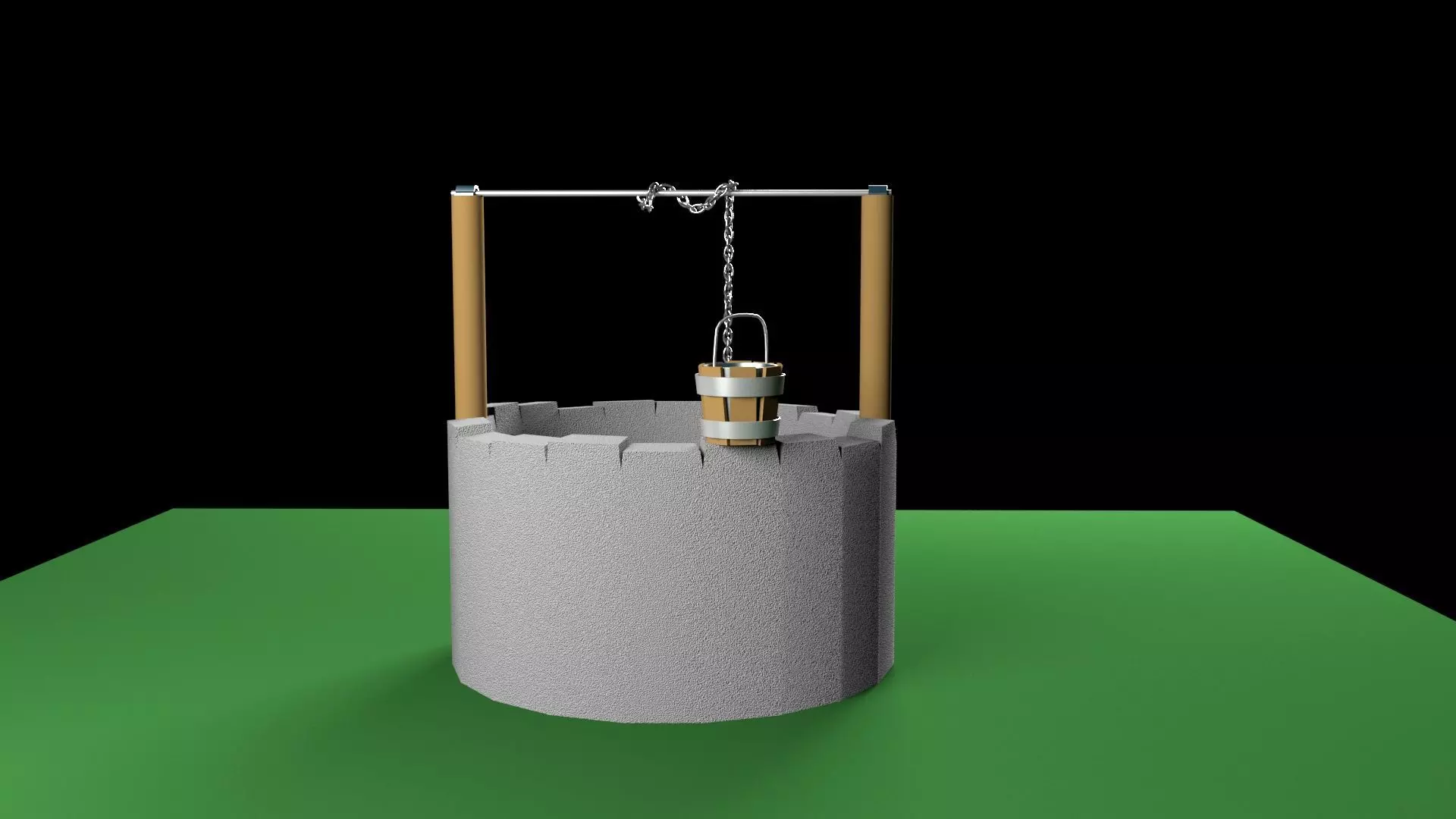 Well Bucket Rope Well Low-Poly 3d Model wooden bucket with rope free VR / AR / low-poly ...