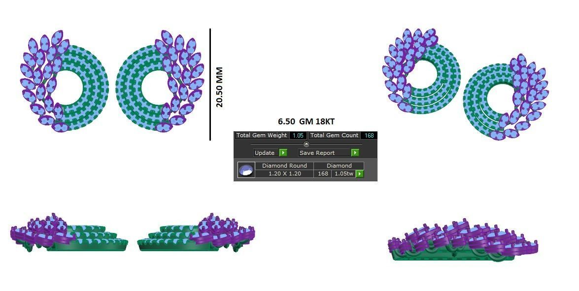 Women earrings 3dm stl render detail 3D print model 3D print model_1